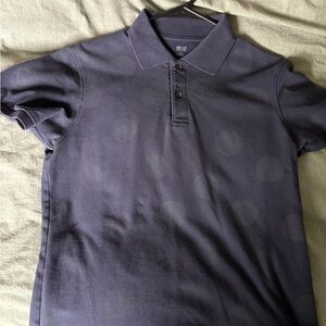 Rare UNIQLO Mens Navy Polka Dot Polo Black Shirt - Size Medium
